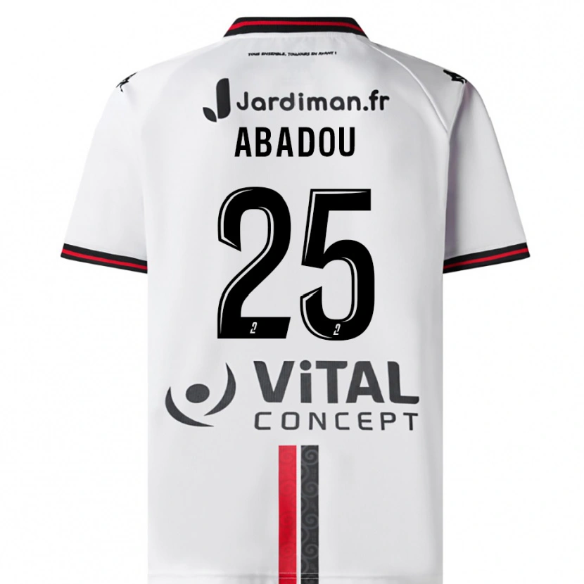 Danxen Män Lea Abadou #25 Vit Röd Bortatröja Matchtröjor 2025/26 Tröjor T-Tröja