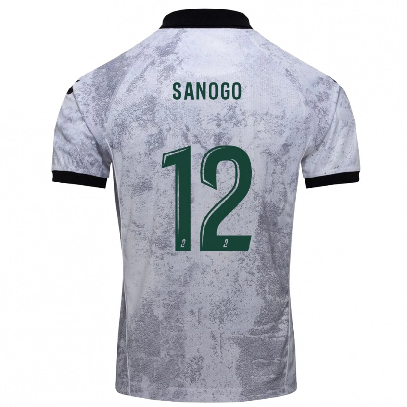 Danxen Män Aboudramane Sanogo #12 Vit Svart Bortatröja Matchtröjor 2025/26 Tröjor T-Tröja