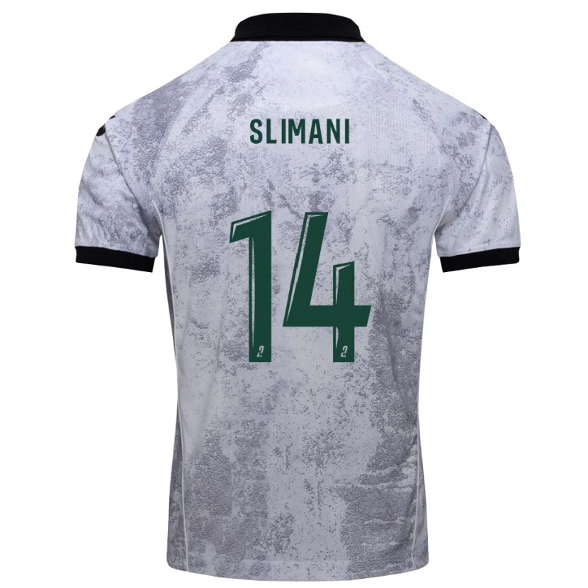 Danxen Män Rayan Slimani #14 Vit Svart Bortatröja Matchtröjor 2025/26 Tröjor T-Tröja