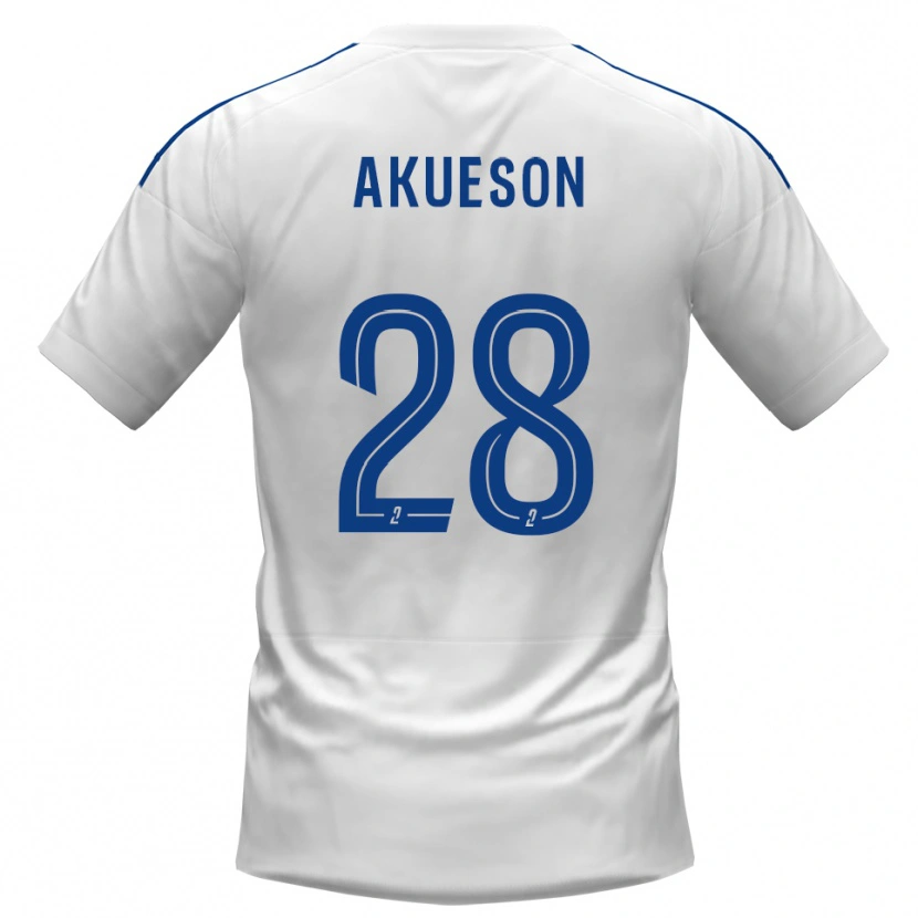 Danxen Män Gustave Akueson #28 Vit Blå Bortatröja Matchtröjor 2025/26 Tröjor T-Tröja