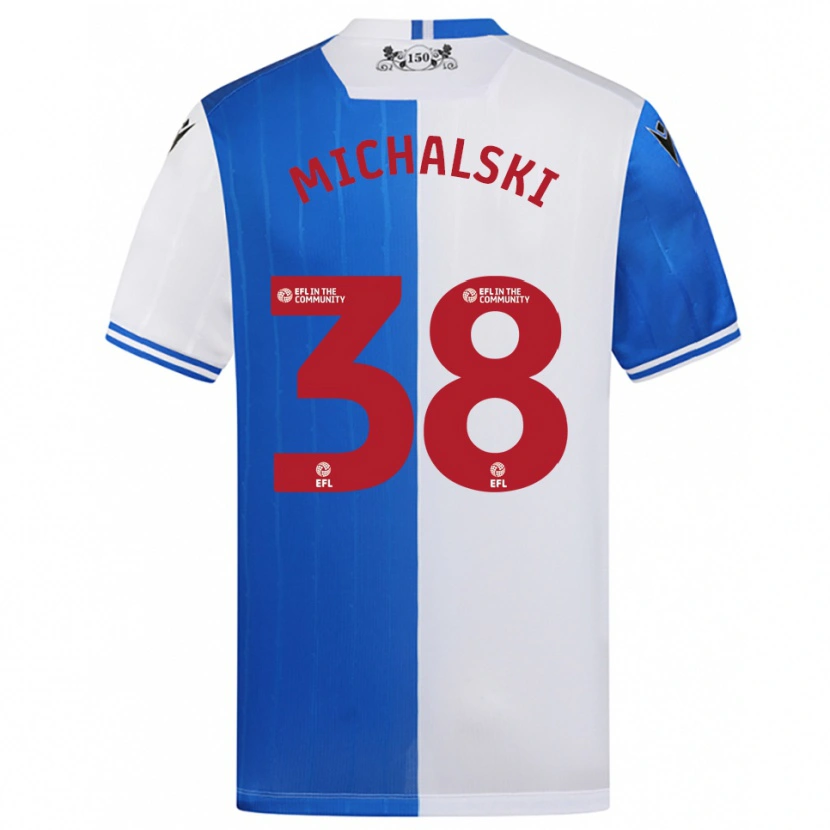 Danxen Kvinnor Nicholas Michalski #38 Blå Vit Hemmatröja Matchtröjor 2025/26 Tröjor T-Tröja