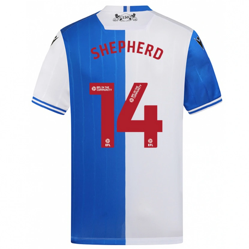 Danxen Kvinnor Lucy Shepherd #14 Blå Vit Hemmatröja Matchtröjor 2025/26 Tröjor T-Tröja