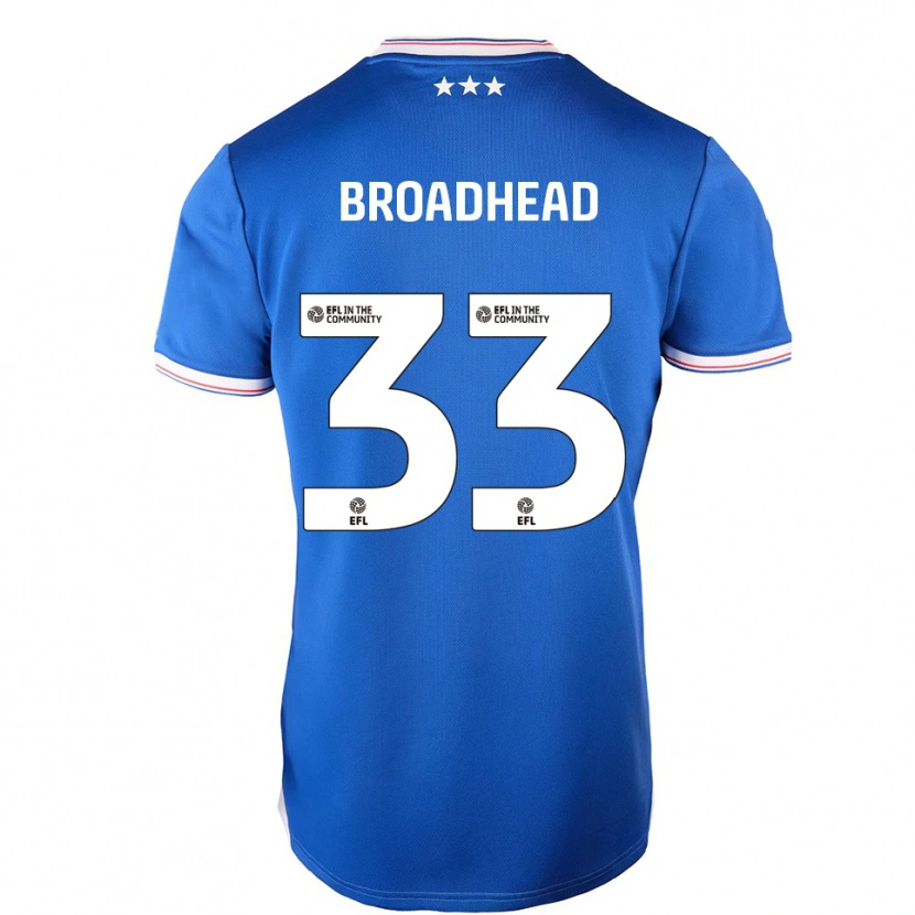 Danxen Kvinnor Nathan Broadhead #33 Blå Vit Hemmatröja Matchtröjor 2025/26 Tröjor T-Tröja