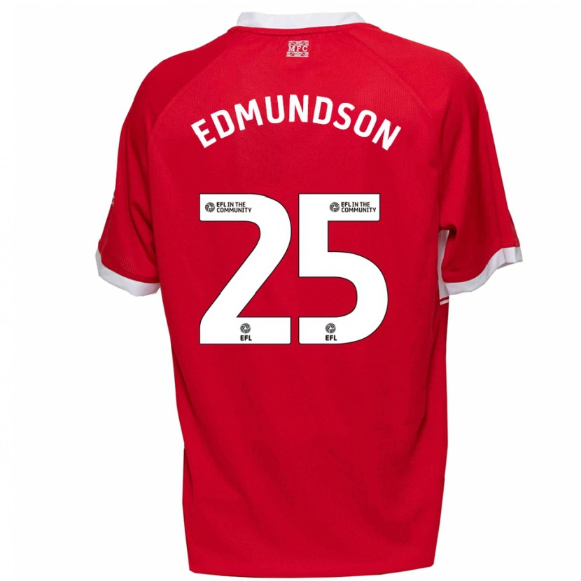 Danxen Kvinnor George Edmundson #25 Röd Vit Hemmatröja Matchtröjor 2025/26 Tröjor T-Tröja