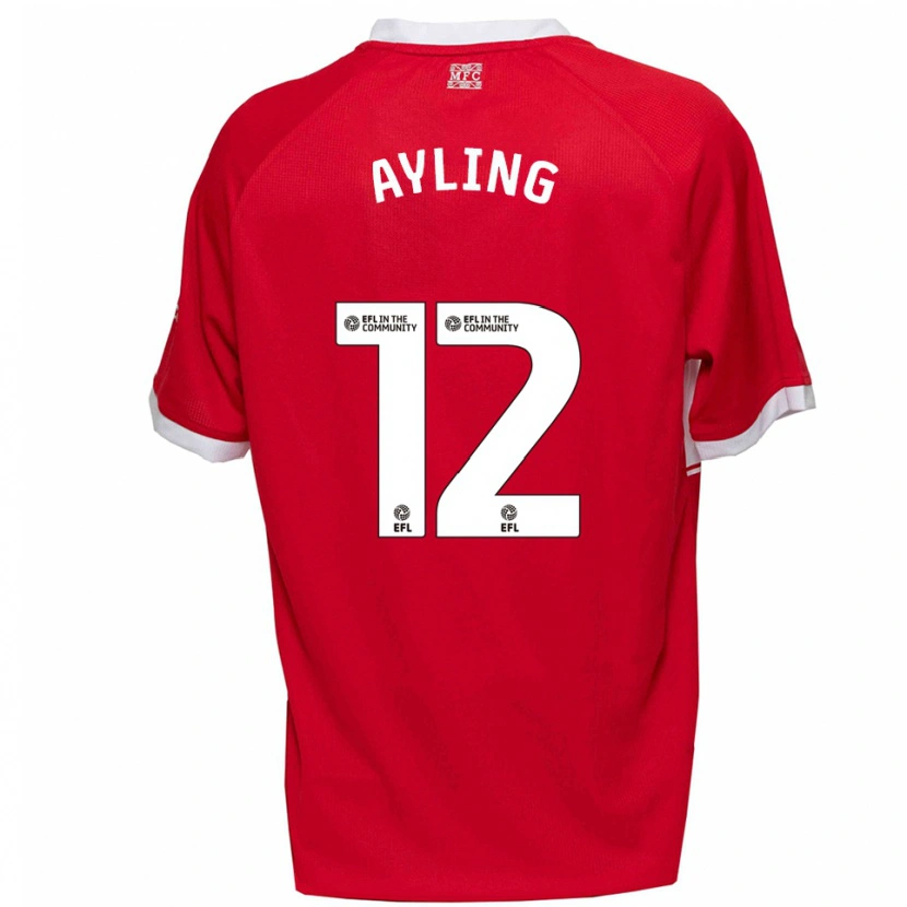 Danxen Kvinnor Luke Ayling #12 Röd Vit Hemmatröja Matchtröjor 2025/26 Tröjor T-Tröja