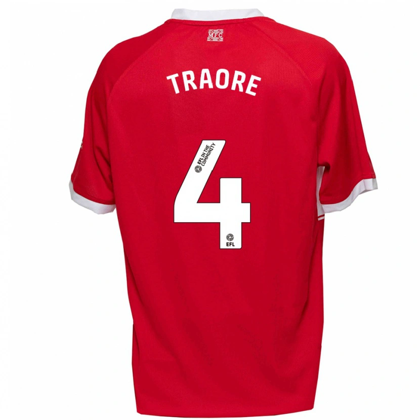 Danxen Kvinnor Yacou Traore #4 Röd Vit Hemmatröja Matchtröjor 2025/26 Tröjor T-Tröja