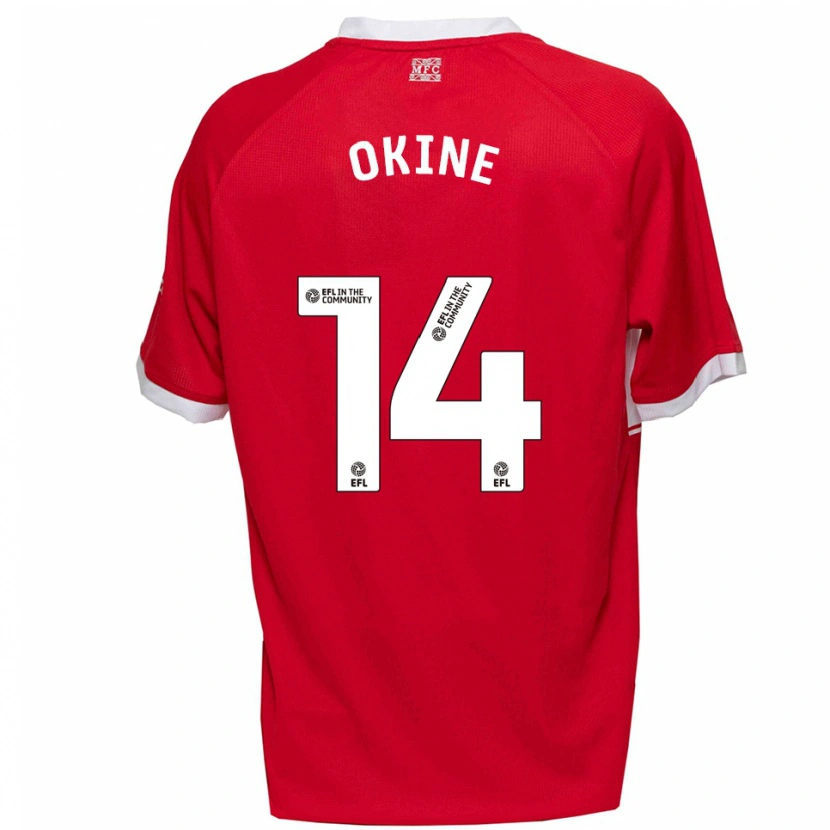 Danxen Kvinnor William Okine #14 Röd Vit Hemmatröja Matchtröjor 2025/26 Tröjor T-Tröja