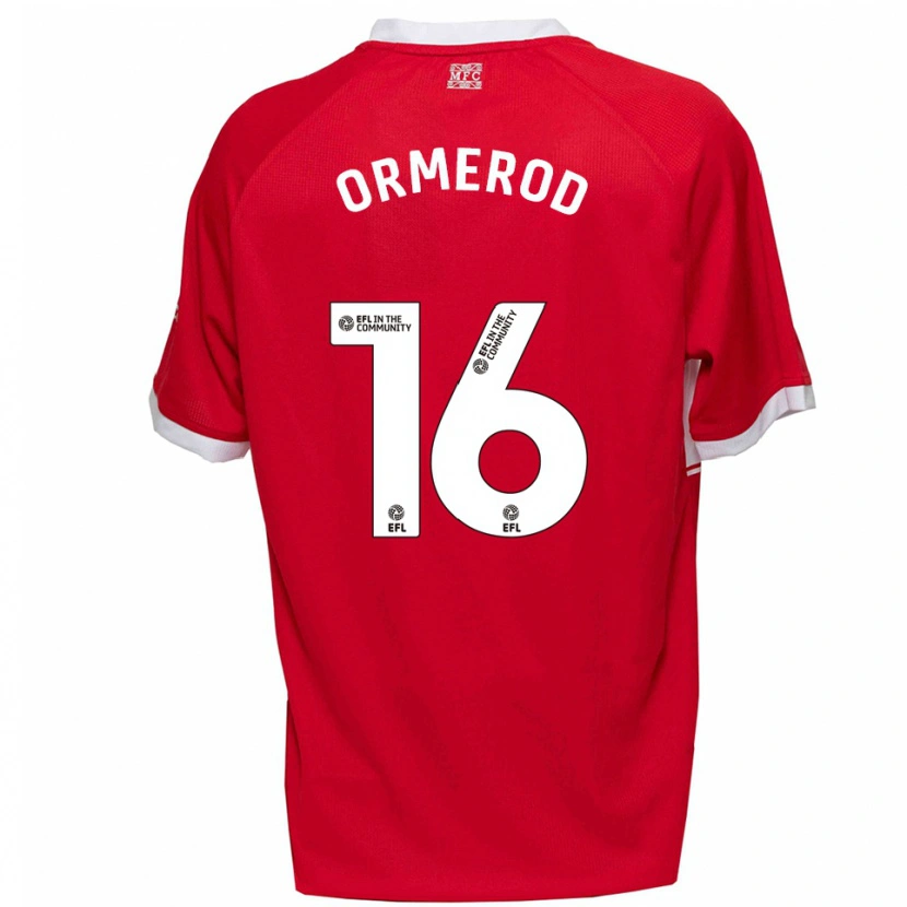 Danxen Kvinnor Eddie Ormerod #16 Röd Vit Hemmatröja Matchtröjor 2025/26 Tröjor T-Tröja