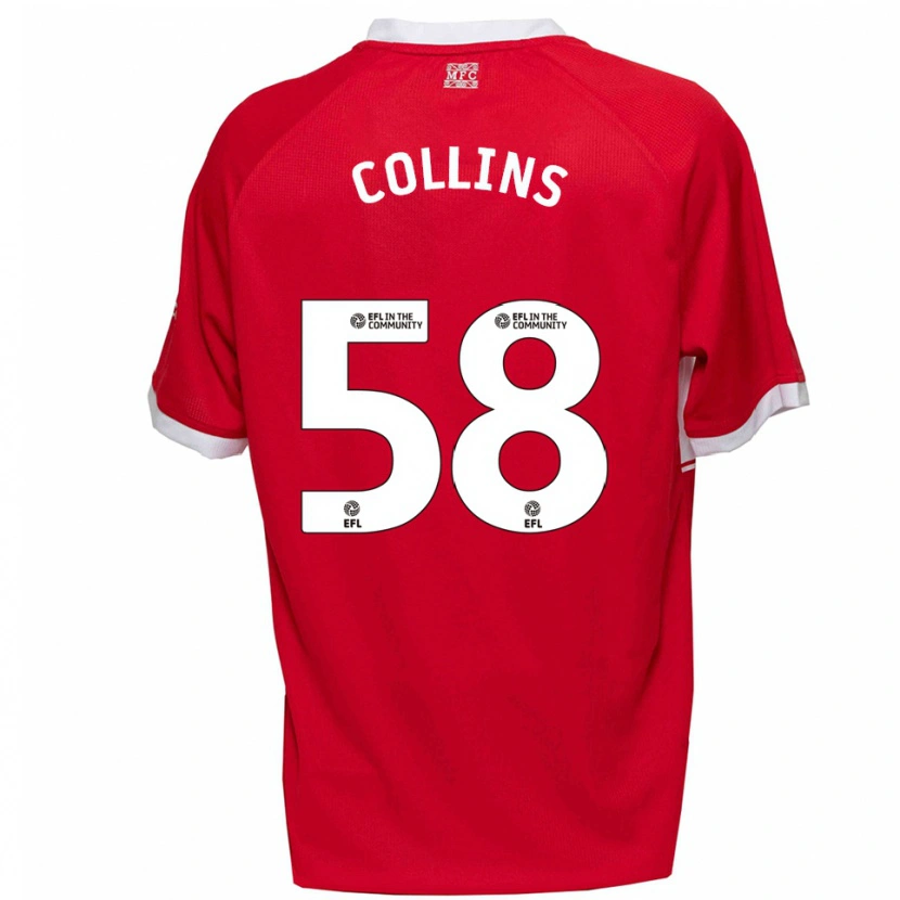 Danxen Kvinnor Sam Collins #58 Röd Vit Hemmatröja Matchtröjor 2025/26 Tröjor T-Tröja
