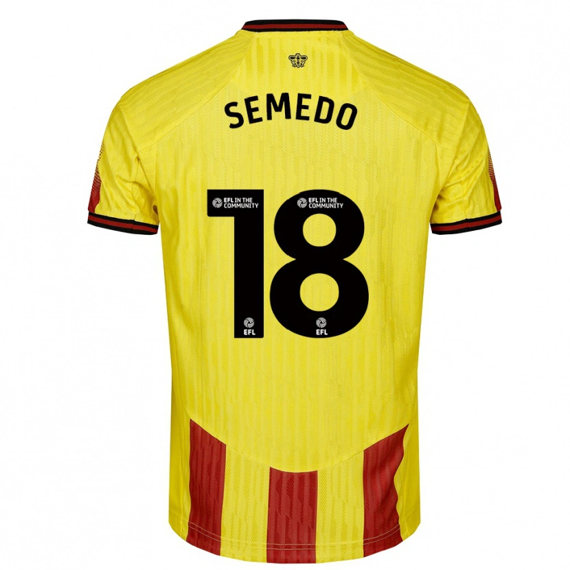 Danxen Kvinnor Vivaldo Semedo #18 Gul Röd Hemmatröja Matchtröjor 2025/26 Tröjor T-Tröja
