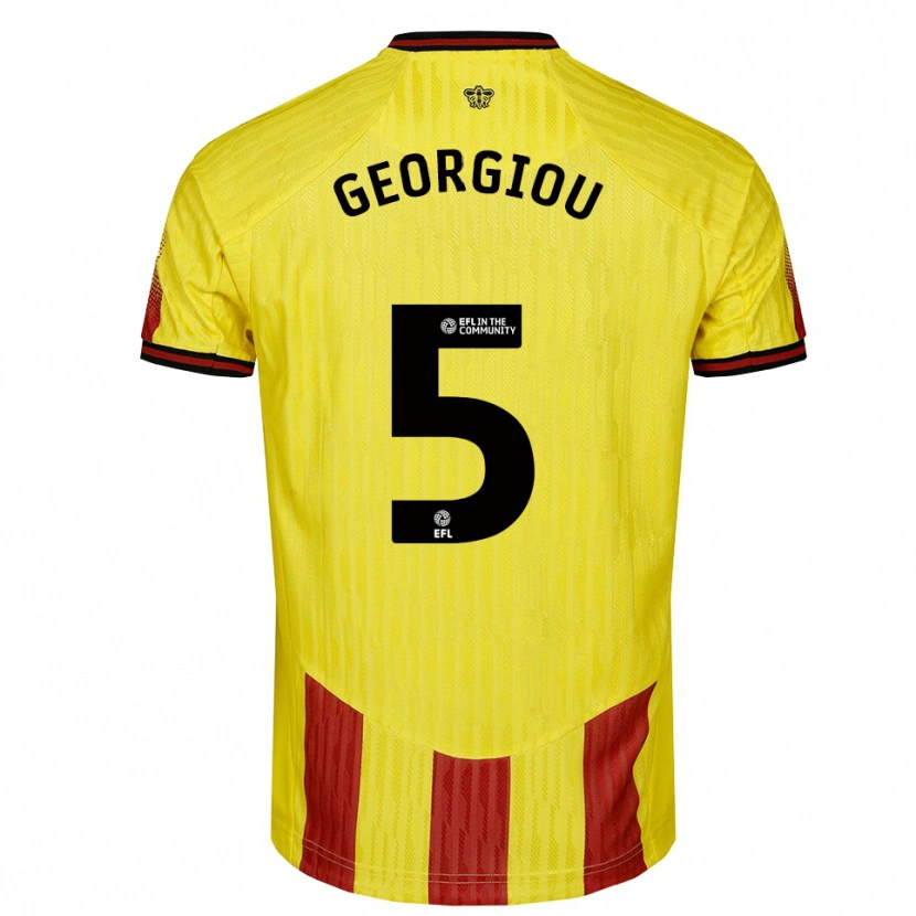 Danxen Kvinnor Tom Georgiou #5 Gul Röd Hemmatröja Matchtröjor 2025/26 Tröjor T-Tröja