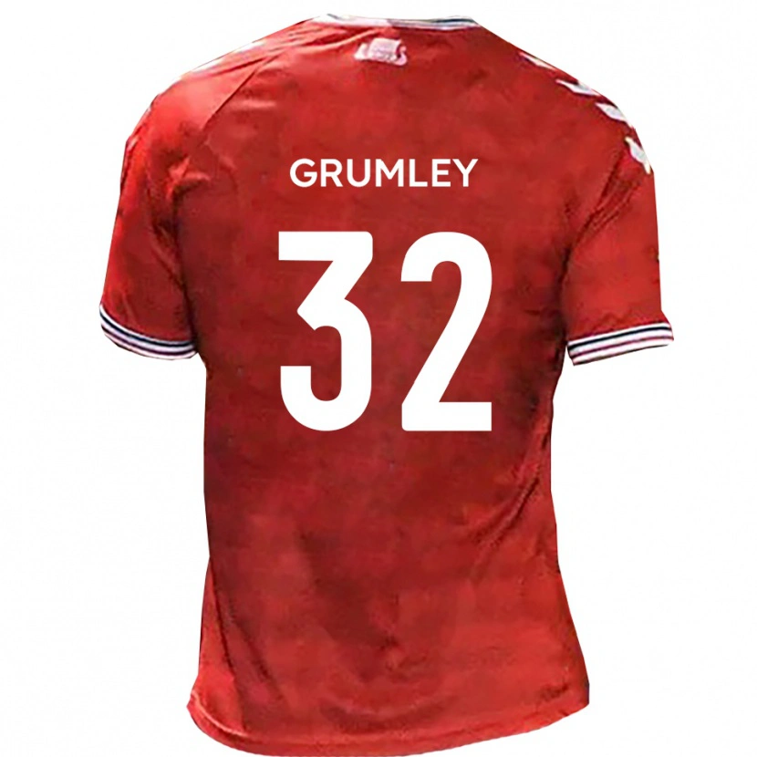 Danxen Kvinnor George Grumley #32 Röd Vit Hemmatröja Matchtröjor 2025/26 Tröjor T-Tröja