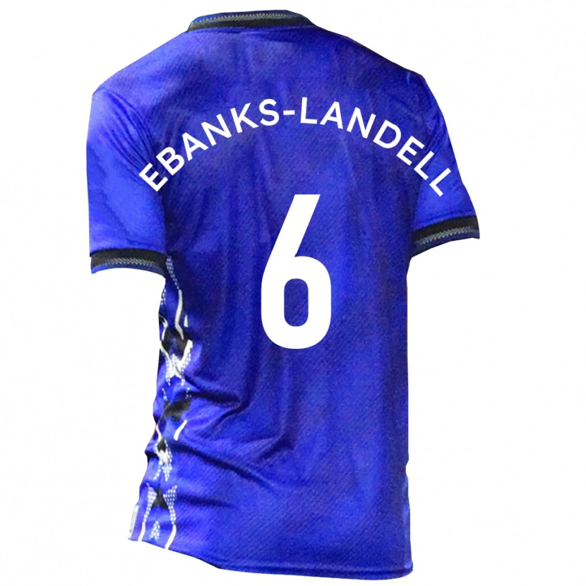 Danxen Kvinnor Ethan Ebanks-Landell #6 Blå Vit Hemmatröja Matchtröjor 2025/26 Tröjor T-Tröja
