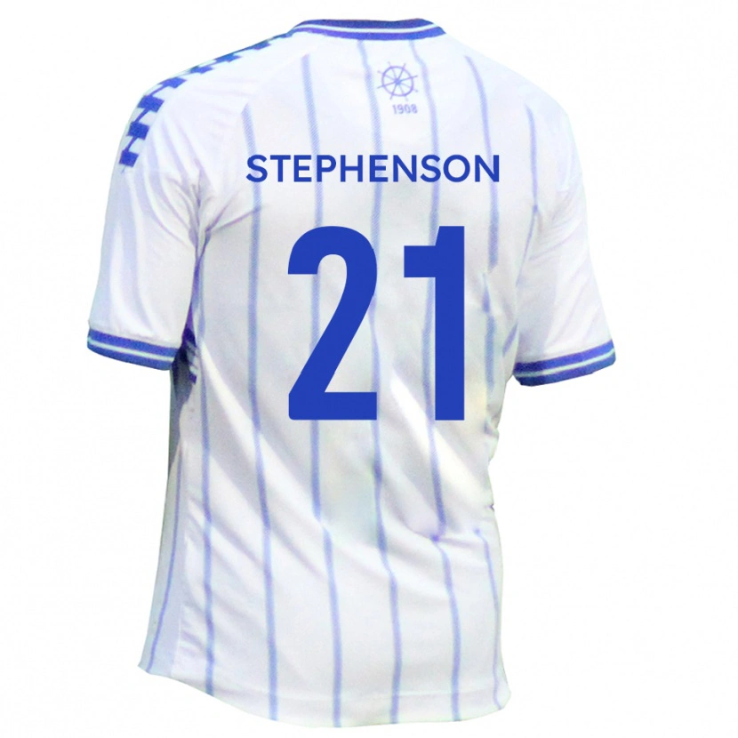 Danxen Kvinnor Louis Stephenson #21 Vit Blå Hemmatröja Matchtröjor 2025/26 Tröjor T-Tröja