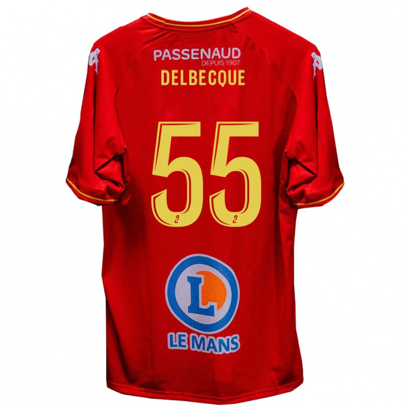Danxen Kvinnor Augustin Delbecque #55 Röd Gul Hemmatröja Matchtröjor 2025/26 Tröjor T-Tröja