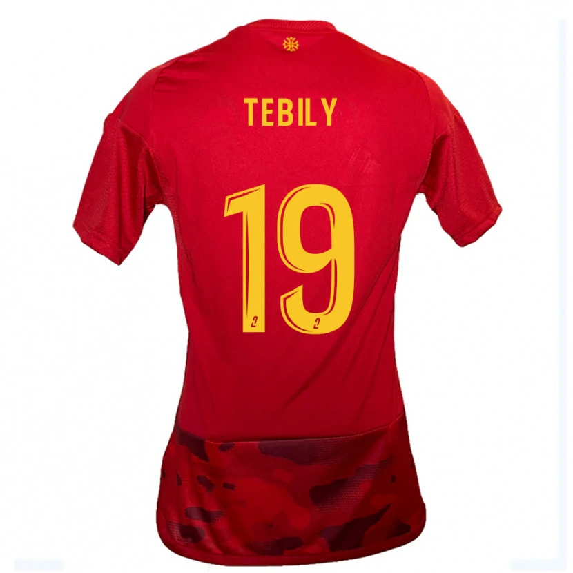 Danxen Kvinnor Hermann Tebily #19 Röd Gul Hemmatröja Matchtröjor 2025/26 Tröjor T-Tröja