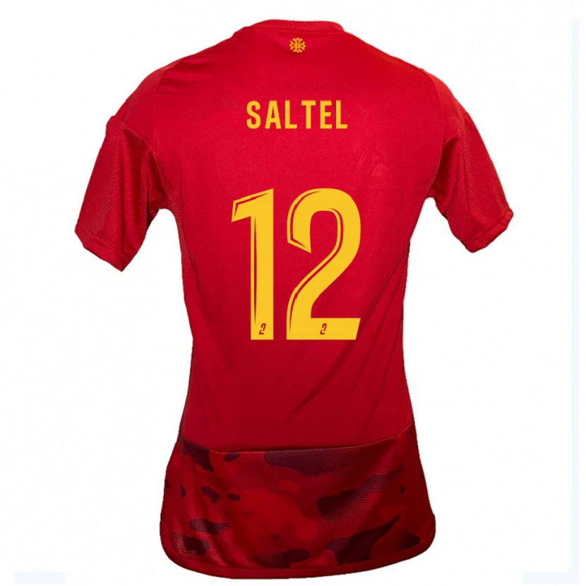 Danxen Kvinnor Maëlle Saltel #12 Röd Gul Hemmatröja Matchtröjor 2025/26 Tröjor T-Tröja
