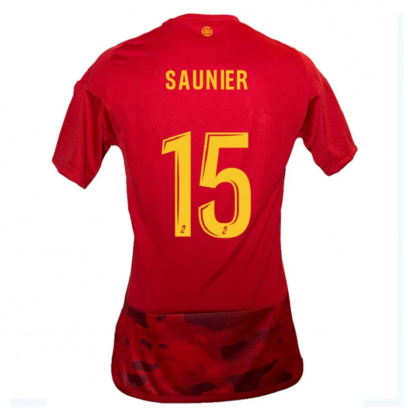 Danxen Kvinnor Océane Saunier #15 Röd Gul Hemmatröja Matchtröjor 2025/26 Tröjor T-Tröja