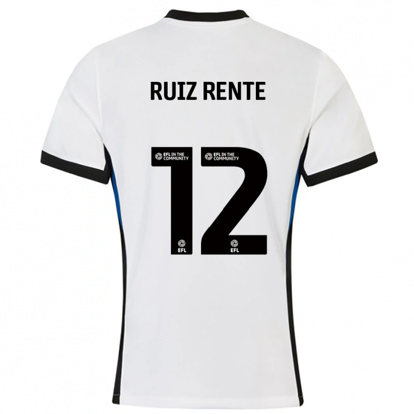 Danxen Kvinnor Álvaro Ruiz Rente #12 Vit Blå Bortatröja Matchtröjor 2025/26 Tröjor T-Tröja