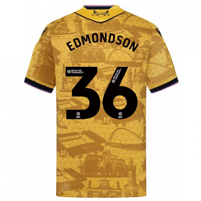 Danxen Kvinnor James Edmondson #36 Guld Svart Bortatröja Matchtröjor 2025/26 Tröjor T-Tröja