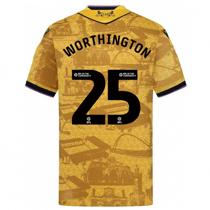 Danxen Kvinnor Nicola Worthington #25 Guld Svart Bortatröja Matchtröjor 2025/26 Tröjor T-Tröja