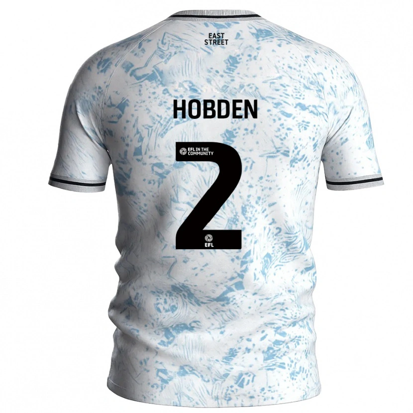 Danxen Kvinnor Ollie Hobden #2 Vit Himmelsblå Bortatröja Matchtröjor 2025/26 Tröjor T-Tröja