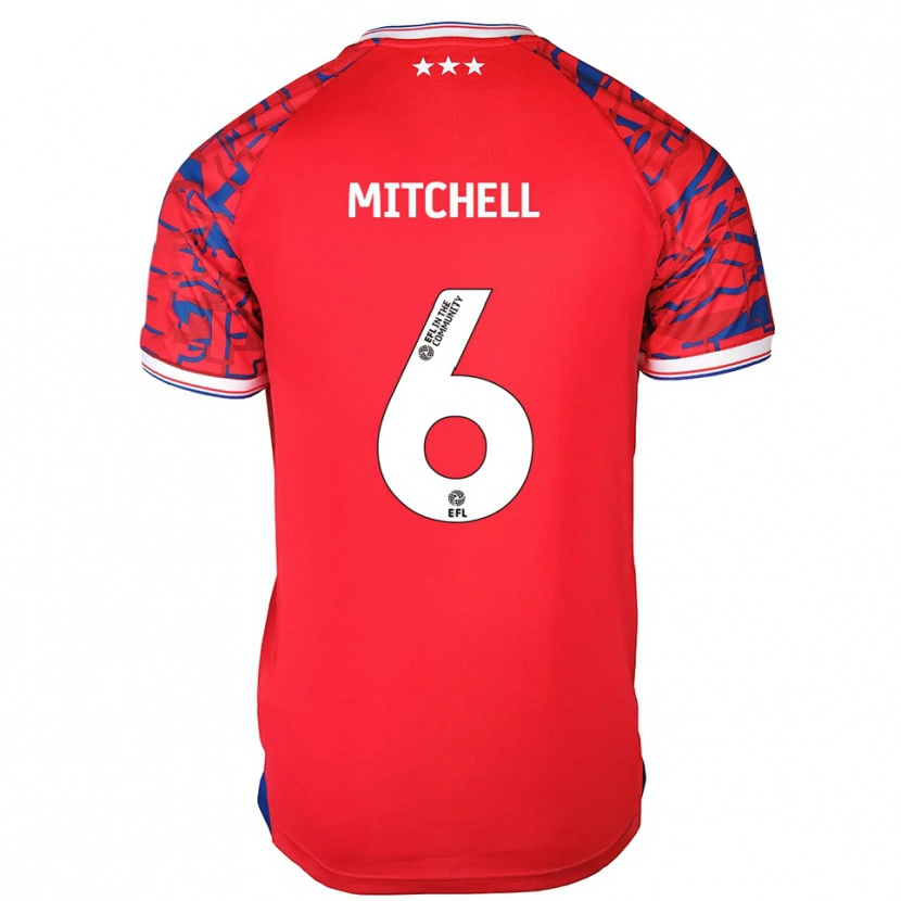 Danxen Kvinnor Leah Mitchell #6 Röd Blå Bortatröja Matchtröjor 2025/26 Tröjor T-Tröja