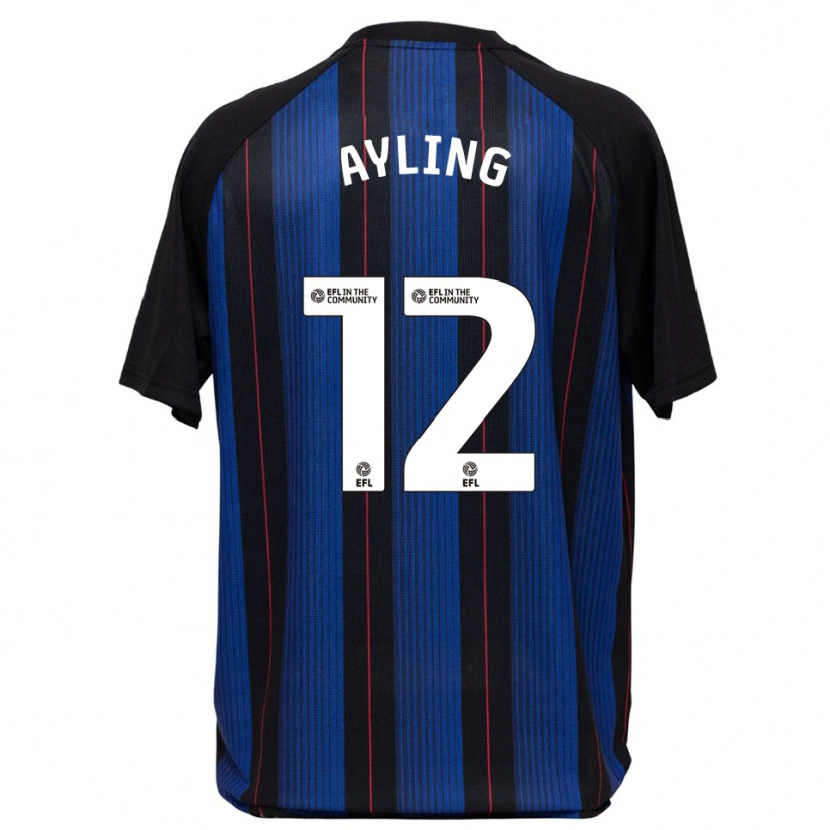 Danxen Kvinnor Luke Ayling #12 Blå Svart Bortatröja Matchtröjor 2025/26 Tröjor T-Tröja