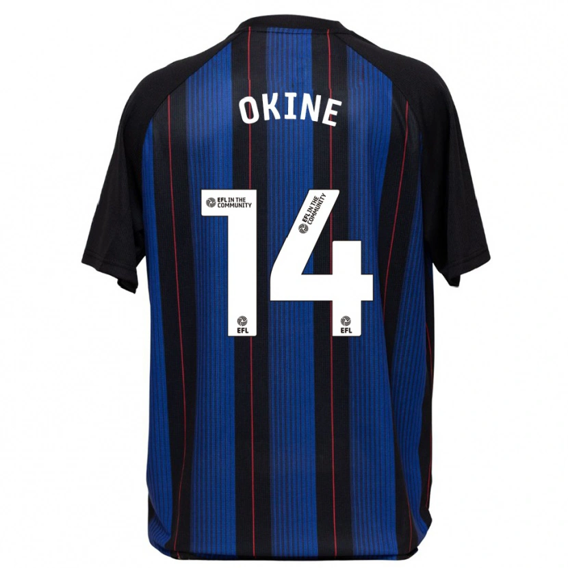 Danxen Kvinnor William Okine #14 Blå Svart Bortatröja Matchtröjor 2025/26 Tröjor T-Tröja
