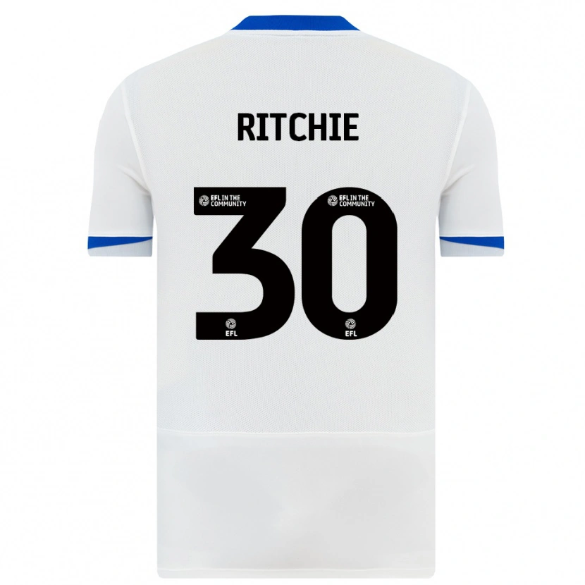 Danxen Kvinnor Matt Ritchie #30 Vit Svart Bortatröja Matchtröjor 2025/26 Tröjor T-Tröja