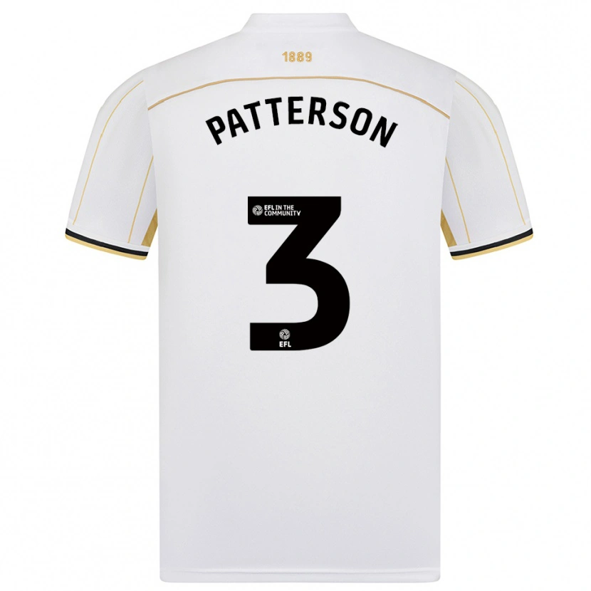 Danxen Kvinnor Lennon Patterson #3 Vit Guld Bortatröja Matchtröjor 2025/26 Tröjor T-Tröja
