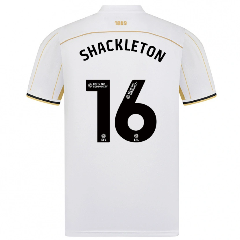 Danxen Kvinnor Jamie Shackleton #16 Vit Guld Bortatröja Matchtröjor 2025/26 Tröjor T-Tröja