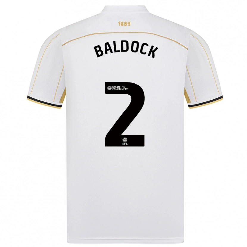 Danxen Kvinnor George Baldock #2 Vit Guld Bortatröja Matchtröjor 2025/26 Tröjor T-Tröja