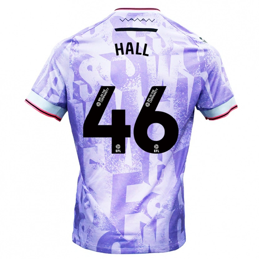 Danxen Kvinnor Jack Hall #46 Lila Vit Bortatröja Matchtröjor 2025/26 Tröjor T-Tröja