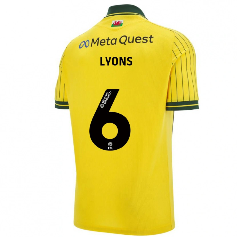 Danxen Kvinnor Lauryn Lyons #6 Gul Grön Bortatröja Matchtröjor 2025/26 Tröjor T-Tröja