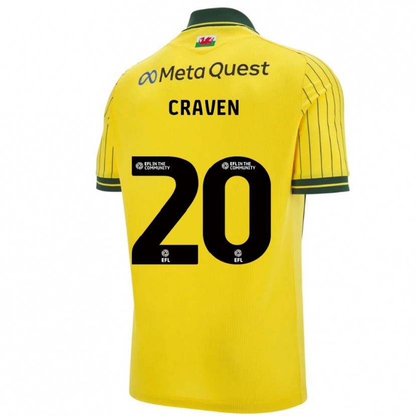 Danxen Kvinnor Lizzie Craven #20 Gul Grön Bortatröja Matchtröjor 2025/26 Tröjor T-Tröja