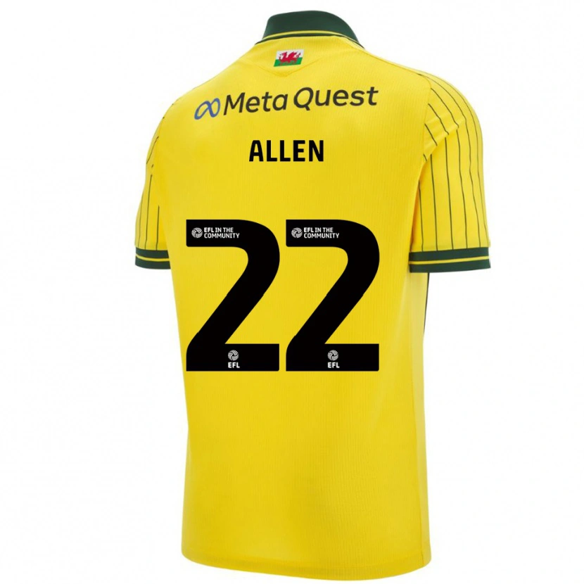Danxen Kvinnor Keren Allen #22 Gul Grön Bortatröja Matchtröjor 2025/26 Tröjor T-Tröja