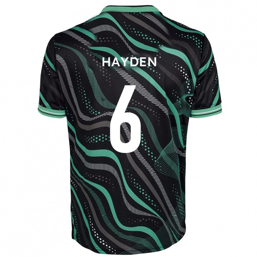 Danxen Kvinnor Aaron Hayden #6 Svart Grön Bortatröja Matchtröjor 2025/26 Tröjor T-Tröja