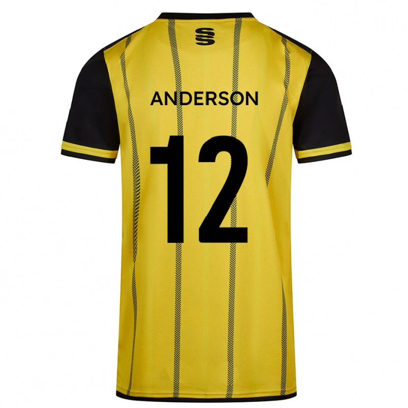 Danxen Kvinnor Zea Anderson #12 Gul Svart Bortatröja Matchtröjor 2025/26 Tröjor T-Tröja