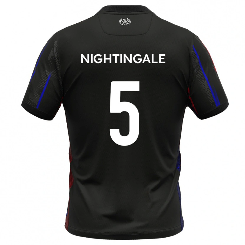 Danxen Kvinnor Will Nightingale #5 Svart Rött Bortatröja Matchtröjor 2025/26 Tröjor T-Tröja