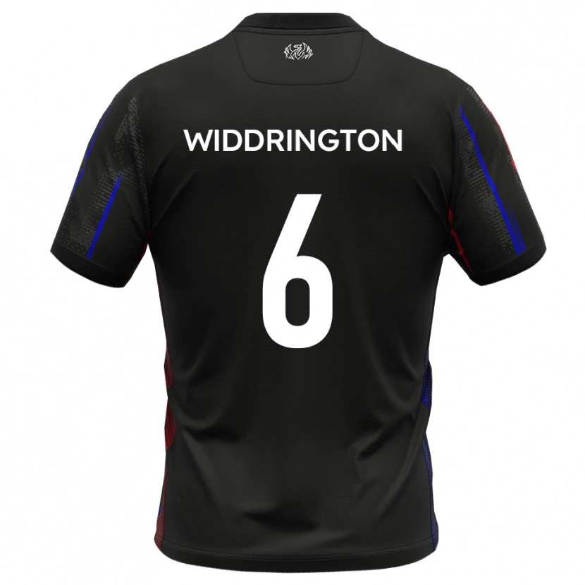 Danxen Kvinnor Theo Widdrington #6 Svart Rött Bortatröja Matchtröjor 2025/26 Tröjor T-Tröja