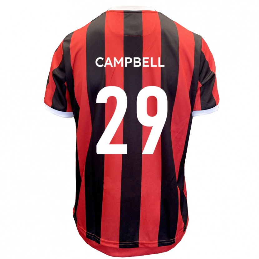 Danxen Kvinnor Tahvon Campbell #29 Röd Svart Bortatröja Matchtröjor 2025/26 Tröjor T-Tröja