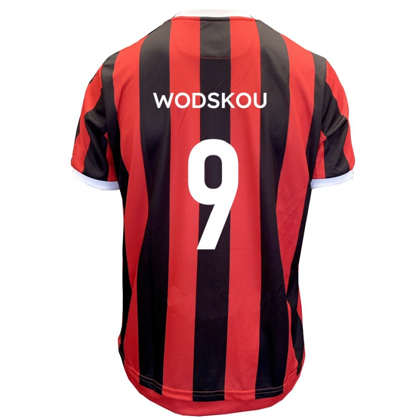 Danxen Kvinnor Ben Wodskou #9 Röd Svart Bortatröja Matchtröjor 2025/26 Tröjor T-Tröja
