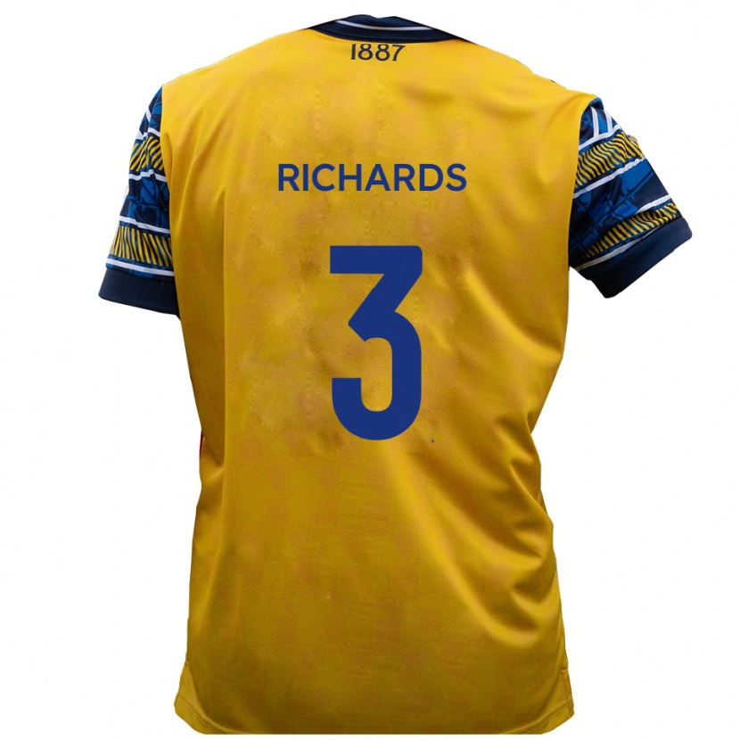 Danxen Kvinnor Caleb Richards #3 Gul Svart Bortatröja Matchtröjor 2025/26 Tröjor T-Tröja