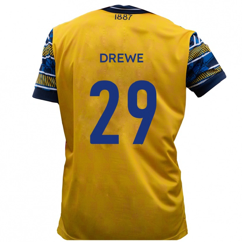 Danxen Kvinnor Aaron Drewe #29 Gul Svart Bortatröja Matchtröjor 2025/26 Tröjor T-Tröja