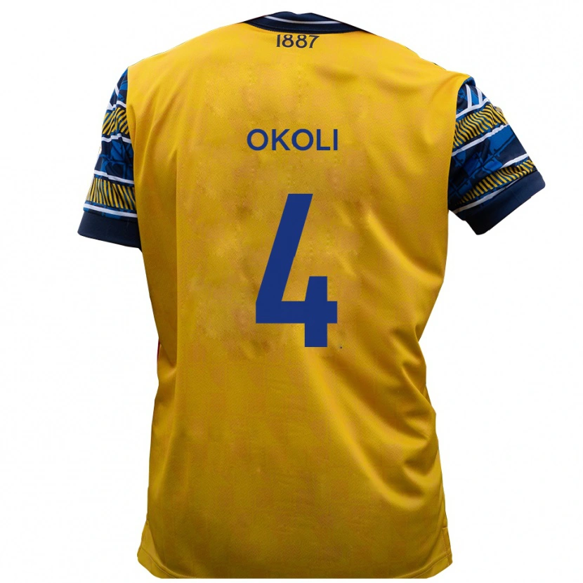 Danxen Kvinnor Chinwike Okoli #4 Gul Svart Bortatröja Matchtröjor 2025/26 Tröjor T-Tröja
