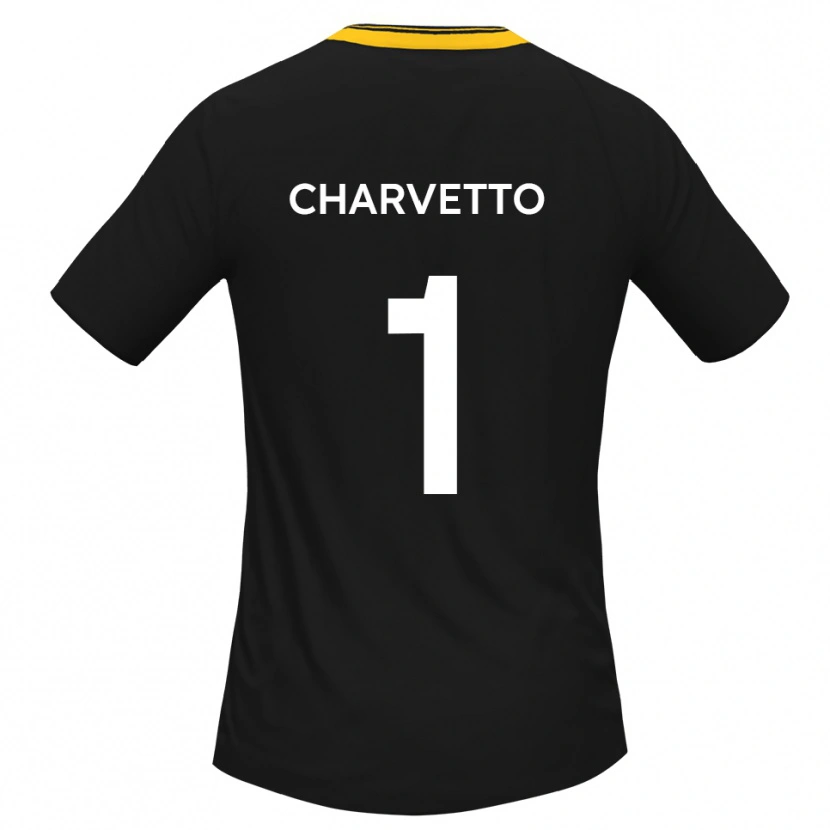 Danxen Kvinnor Michael Charvetto #1 Svart Gult Bortatröja Matchtröjor 2025/26 Tröjor T-Tröja