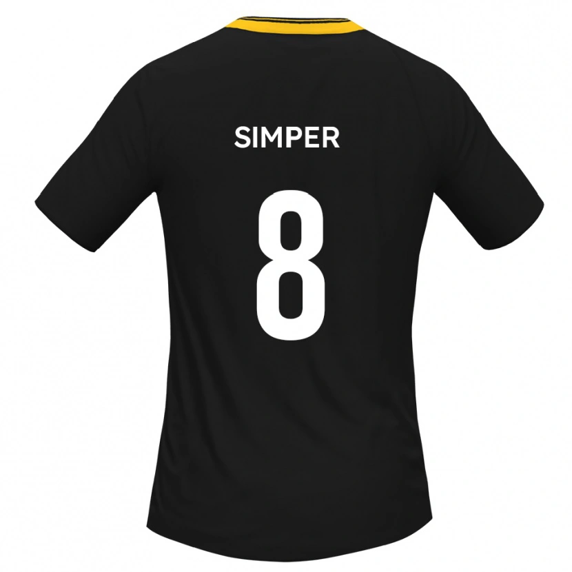 Danxen Kvinnor Lewis Simper #8 Svart Gult Bortatröja Matchtröjor 2025/26 Tröjor T-Tröja