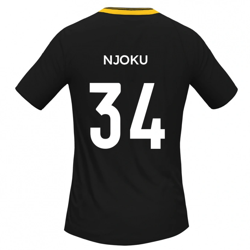 Danxen Kvinnor Brandon Njoku #34 Svart Gult Bortatröja Matchtröjor 2025/26 Tröjor T-Tröja