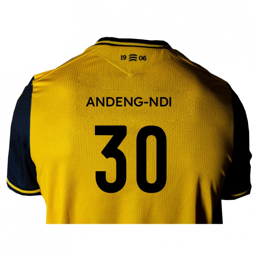 Danxen Kvinnor Collin Andeng-Ndi #30 Gul Svart Bortatröja Matchtröjor 2025/26 Tröjor T-Tröja